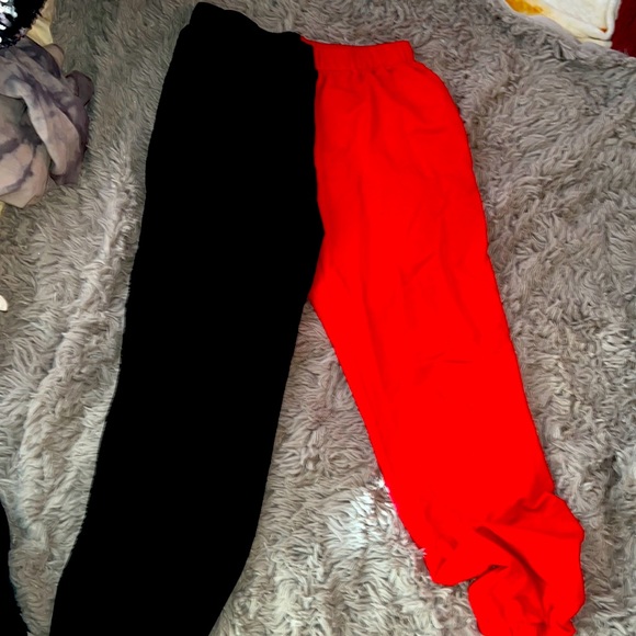 half black half red sweat pants! - Picture 1 of 1
